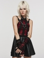 Black and Red Spider Pattern Mesh Gothic Cutout Gloves