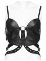 Black Gothic Punk Faux Leather Sexy Hollow Waist Corset Top for Women