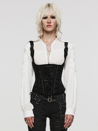 Women's Steampunk Goth Underbust Corset Vest Sexy Brown Punk