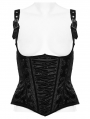Black Rose-Patterned Gothic Underbust Corset with Straps