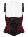 Black and Red Rose-Patterned Gothic Underbust Corset with Straps