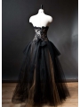 Alternative Fashion Black Romantic Gothic Corset High-Low Prom Dress