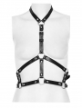 Black Gothic Punk Metal Rivets PU Leather Harness