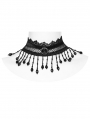 Black Gothic Exquisite Rose Lace Pearl Tassel Choker