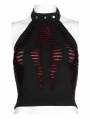 Black and Red Gothic Daily Wear Spider Pattern Vest Top for Women