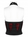 Black and Red Gothic Daily Wear Spider Pattern Vest Top for Women
