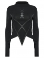 Black Gothic Gradient Moon Print Irregular Daily Long Sleeve T-Shirt for Women
