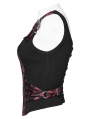 Black and Red Gothic Steampunk Jacquard Corset Top for Women