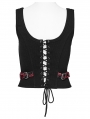 Black and Red Gothic Steampunk Jacquard Corset Top for Women