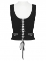Black and Silver Gothic Steampunk Jacquard Corset Top for Women
