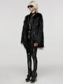 Black Gothic Fashion Untrimmed Warm Faux Fur Coat for Women