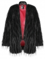Black Gothic Fashion Untrimmed Warm Faux Fur Coat for Women