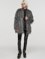 Grey Gothic Fashion Untrimmed Warm Faux Fur Coat for Women