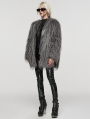 Grey Gothic Fashion Untrimmed Warm Faux Fur Coat for Women