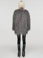 Grey Gothic Fashion Untrimmed Warm Faux Fur Coat for Women