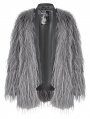 Grey Gothic Fashion Untrimmed Warm Faux Fur Coat for Women