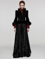 Black Vintage Gothic Fur Trim Embossed Velvet Short Jacket for Women