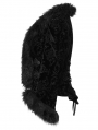 Black Vintage Gothic Fur Trim Embossed Velvet Short Jacket for Women