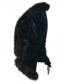 Black and Green Vintage Gothic Fur Trim Embossed Velvet Short Jacket for Women