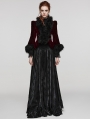 Black and Red Vintage Gothic Fur Trim Embossed Velvet Short Jacket for Women