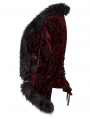 Black and Red Vintage Gothic Fur Trim Embossed Velvet Short Jacket for Women