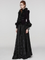Black and Violet Vintage Gothic Fur Trim Embossed Velvet Short Jacket for Women