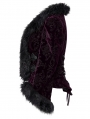Black and Violet Vintage Gothic Fur Trim Embossed Velvet Short Jacket for Women