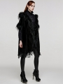 Black Gothic Loose Hooded Bat Sleeves Fur Cloak for Women