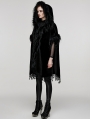 Black Gothic Loose Hooded Bat Sleeves Fur Cloak for Women