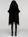 Black Gothic Loose Hooded Bat Sleeves Fur Cloak for Women