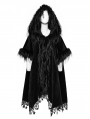 Black Gothic Loose Hooded Bat Sleeves Fur Cloak for Women