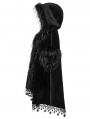 Black Gothic Loose Hooded Bat Sleeves Fur Cloak for Women