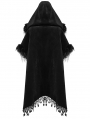 Black Gothic Loose Hooded Bat Sleeves Fur Cloak for Women