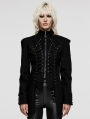 Black Gothic Punk Eyelet Slim Fit Denim Jacket for Women