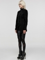 Black Gothic Punk Eyelet Slim Fit Denim Jacket for Women
