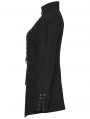 Black Gothic Punk Eyelet Slim Fit Denim Jacket for Women