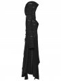 Black Gothic Decadent Asymmetric Hooded Long Jacket for Women
