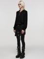 Black Vintage Gothic Textured Cotton Long Sleeve Loose Shirt for Women