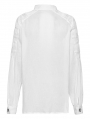 White Vintage Gothic Textured Cotton Long Sleeve Loose Shirt for Women