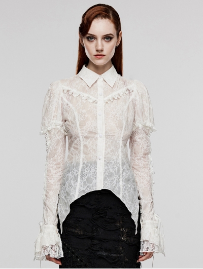 White Gothic Dark Harajuku Style Slim Fit Shirt for Women