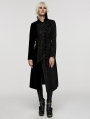 Black Gothic Jacquard Velvet Double Splicing Long Asymmetric Coat for Women