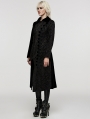 Black Gothic Jacquard Velvet Double Splicing Long Asymmetric Coat for Women