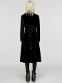 Black Gothic Jacquard Velvet Double Splicing Long Asymmetric Coat for Women
