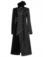 Black Gothic Jacquard Velvet Double Splicing Long Asymmetric Coat for Women