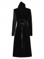 Black Gothic Jacquard Velvet Double Splicing Long Asymmetric Coat for Women