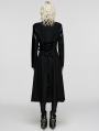 Black Gothic Irregular Leather Splicing Long Bat Coat for Women