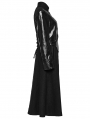 Black Gothic Irregular Leather Splicing Long Bat Coat for Women