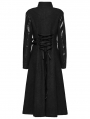 Black Gothic Irregular Leather Splicing Long Bat Coat for Women