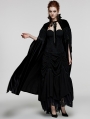 Black Gothic Bat Neck Velvet Long Cloak for Women