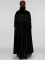 Black Gothic Bat Neck Velvet Long Cloak for Women